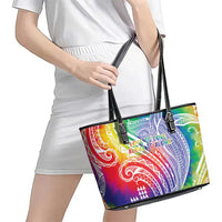 Aloha Pride Rainbow Tie Dye Leather Tote Bag Humpback Whale - Love is Love LT7 - Polynesian Pride