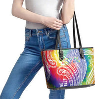 Aloha Pride Rainbow Tie Dye Leather Tote Bag Humpback Whale - Love is Love LT7 - Polynesian Pride
