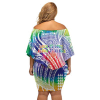 Aloha Pride Rainbow Tie Dye Off Shoulder Short Dress Humpback Whale - Love is Love