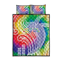 Aloha Pride Rainbow Tie Dye Quilt Bed Set Humpback Whale - Love is Love