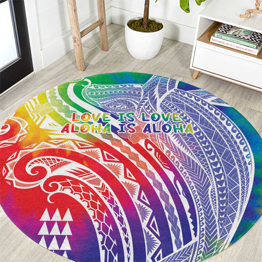 Aloha Pride Rainbow Tie Dye Round Carpet Humpback Whale - Love is Love LT7 Colorful - Polynesian Pride