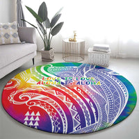 Aloha Pride Rainbow Tie Dye Round Carpet Humpback Whale - Love is Love LT7 - Polynesian Pride