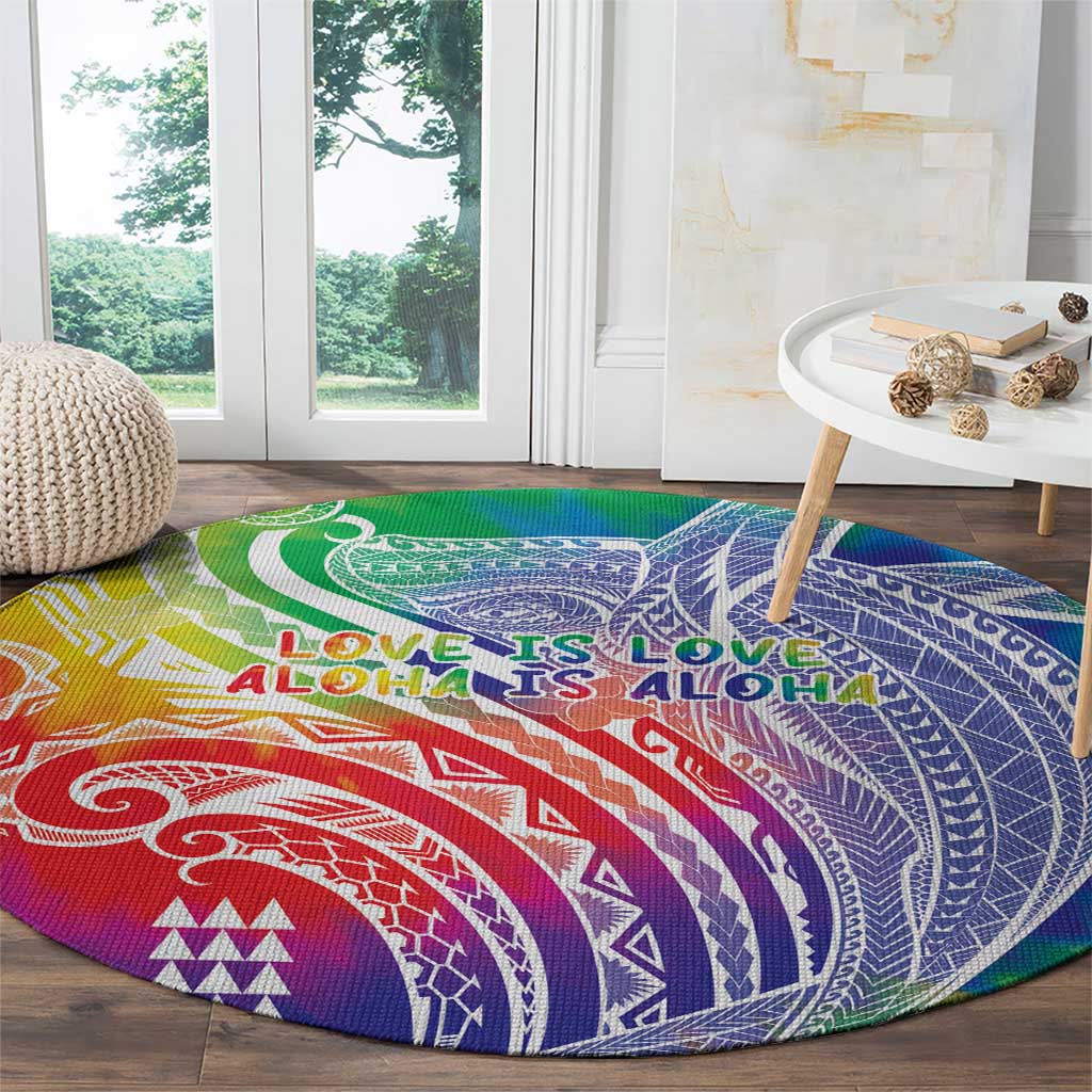 Aloha Pride Rainbow Tie Dye Round Carpet Humpback Whale - Love is Love LT7 - Polynesian Pride
