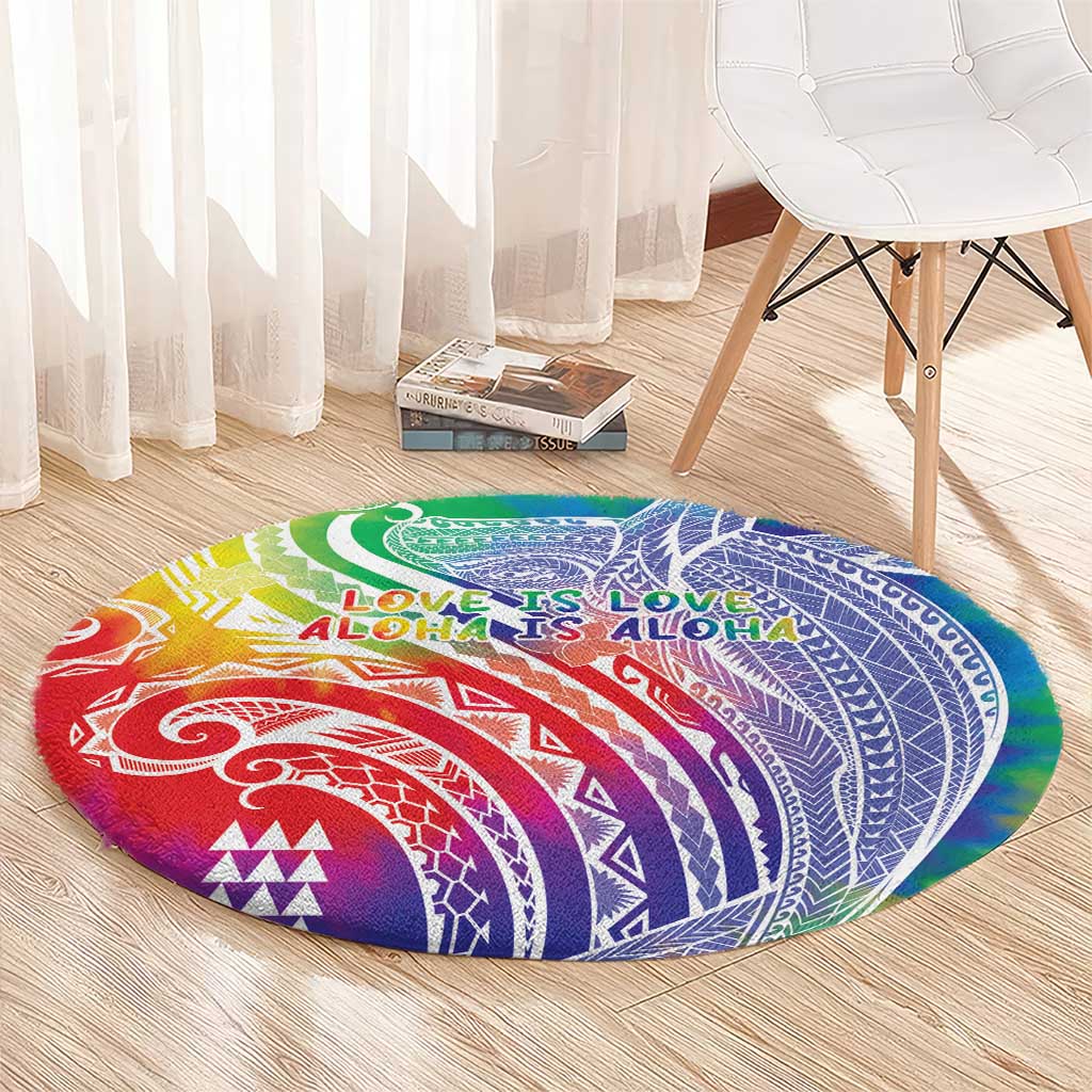 Aloha Pride Rainbow Tie Dye Round Carpet Humpback Whale - Love is Love LT7 - Polynesian Pride