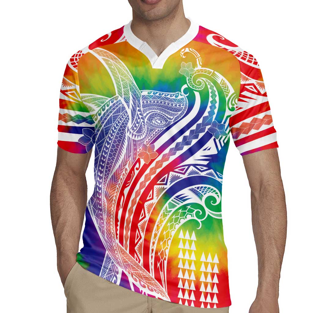 Aloha Pride Rainbow Tie Dye Rugby Jersey Humpback Whale - Love is Love