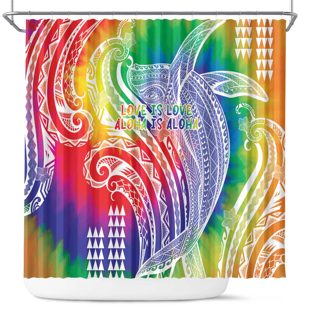 Aloha Pride Rainbow Tie Dye Shower Curtain Humpback Whale - Love is Love LT7 Colorful - Polynesian Pride