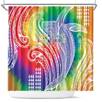 Aloha Pride Rainbow Tie Dye Shower Curtain Humpback Whale - Love is Love LT7 Colorful - Polynesian Pride