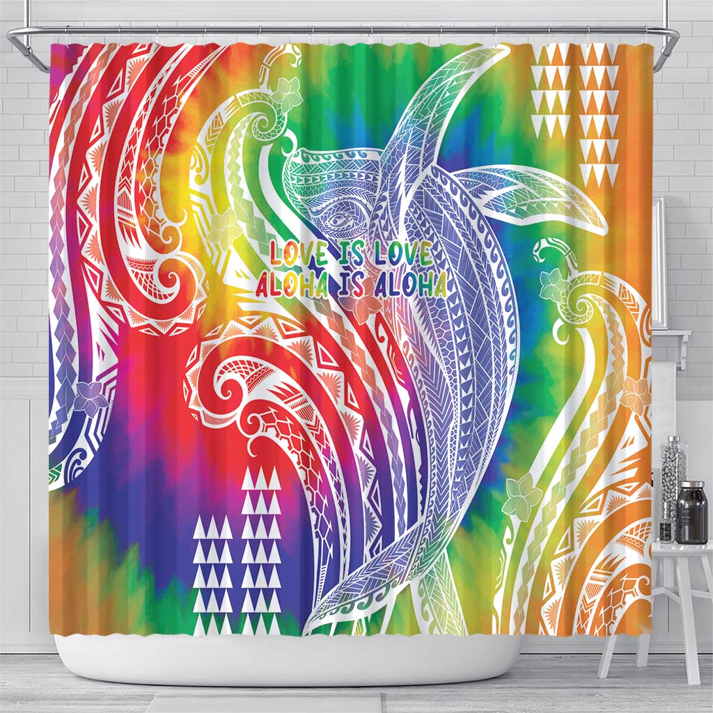 Aloha Pride Rainbow Tie Dye Shower Curtain Humpback Whale - Love is Love LT7 - Polynesian Pride