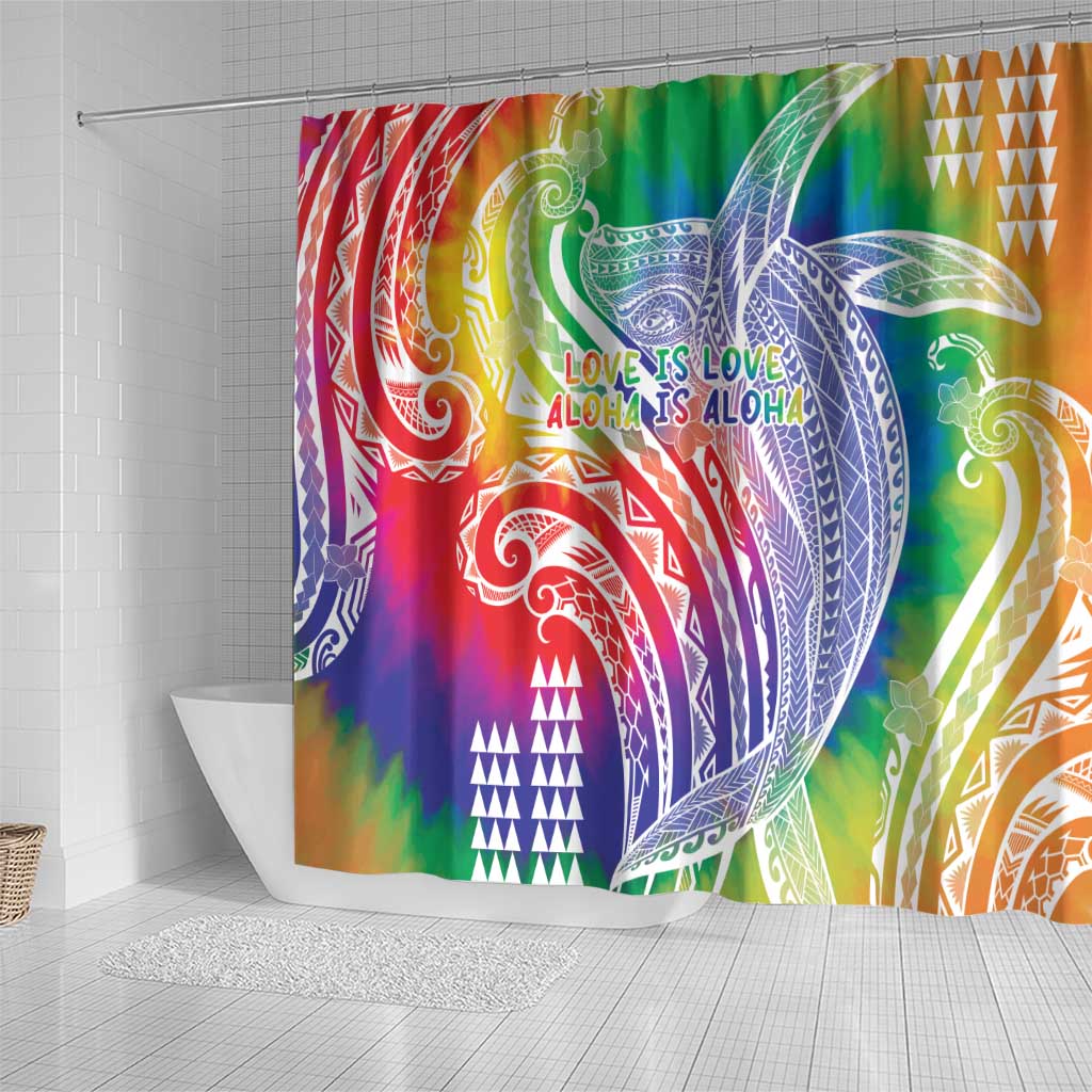 Aloha Pride Rainbow Tie Dye Shower Curtain Humpback Whale - Love is Love LT7 - Polynesian Pride