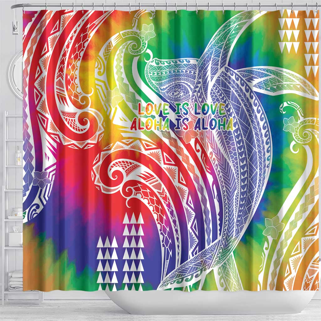 Aloha Pride Rainbow Tie Dye Shower Curtain Humpback Whale - Love is Love LT7 - Polynesian Pride
