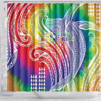 Aloha Pride Rainbow Tie Dye Shower Curtain Humpback Whale - Love is Love LT7 - Polynesian Pride