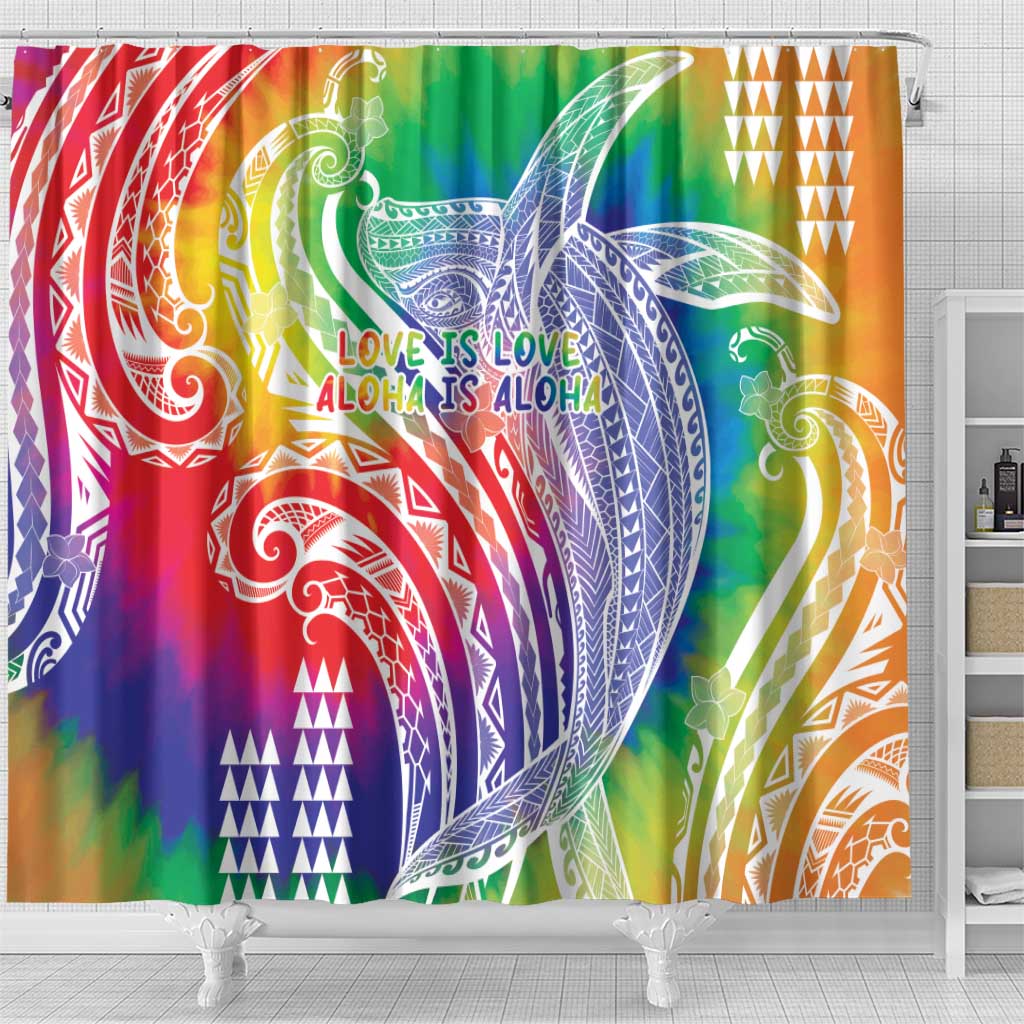 Aloha Pride Rainbow Tie Dye Shower Curtain Humpback Whale - Love is Love LT7 - Polynesian Pride