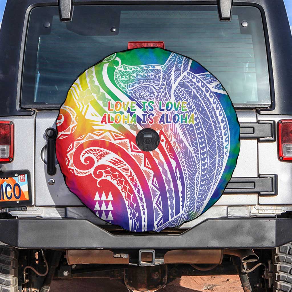 Aloha Pride Rainbow Tie Dye Spare Tire Cover Humpback Whale - Love is Love LT7 Colorful - Polynesian Pride