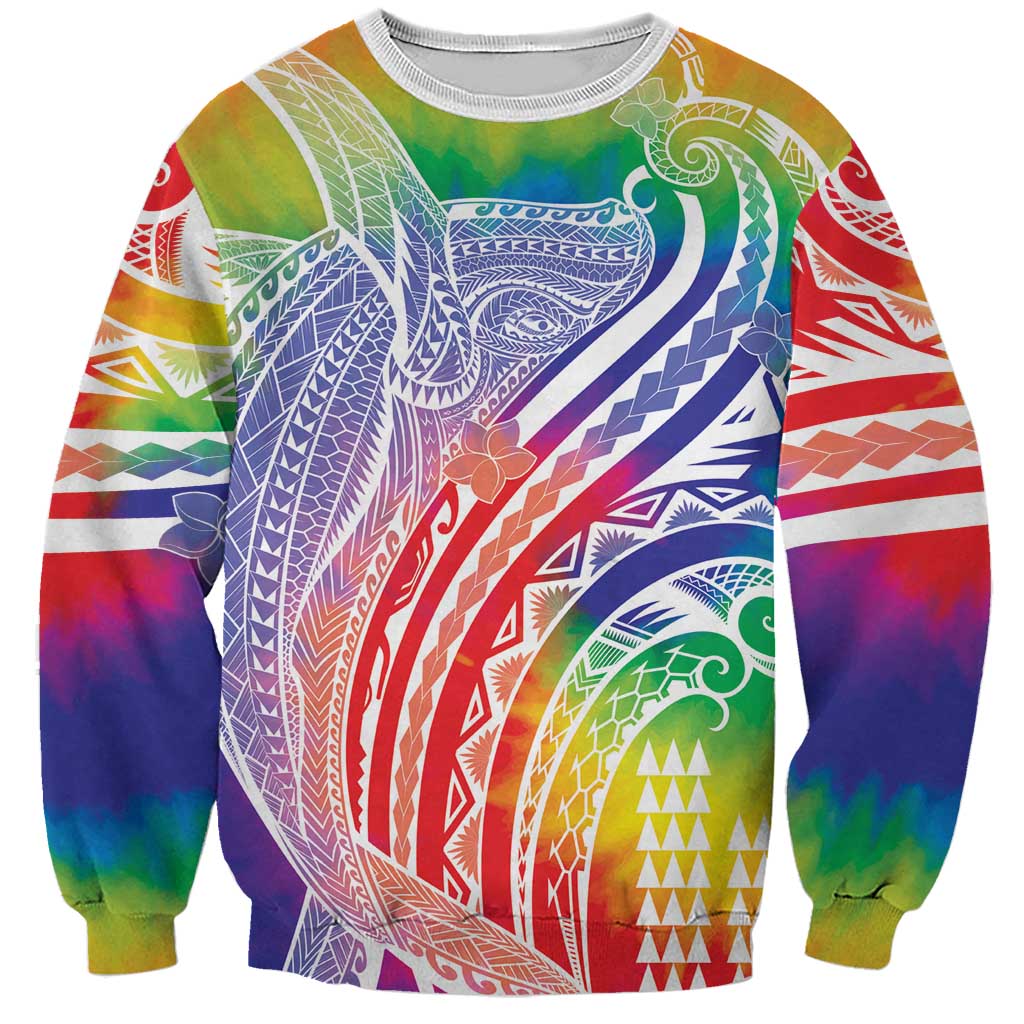 Aloha Pride Rainbow Tie Dye Sweatshirt Humpback Whale - Love is Love