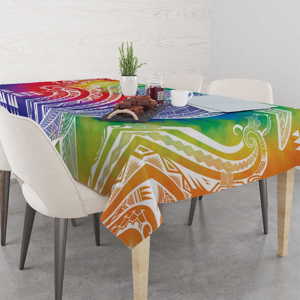 Aloha Pride Rainbow Tie Dye Tablecloth Humpback Whale - Love is Love