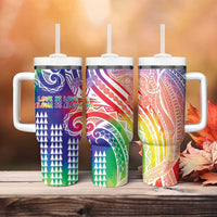 Aloha Pride Rainbow Tie Dye Tumbler With Handle Humpback Whale - Love is Love