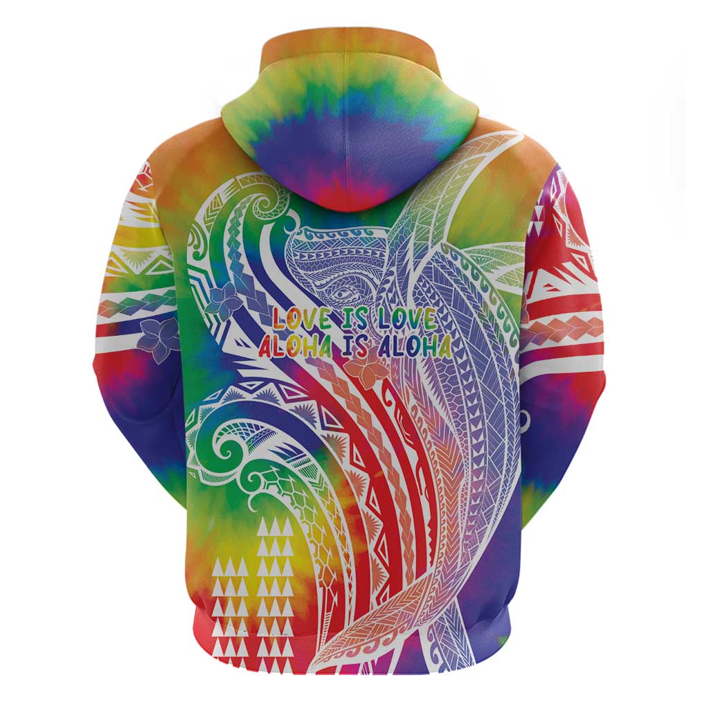 Aloha Pride Rainbow Tie Dye Zip Hoodie Humpback Whale - Love is Love LT7 - Polynesian Pride