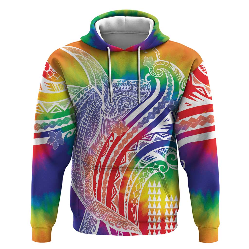Aloha Pride Rainbow Tie Dye Zip Hoodie Humpback Whale - Love is Love LT7 Pullover Hoodie Colorful - Polynesian Pride