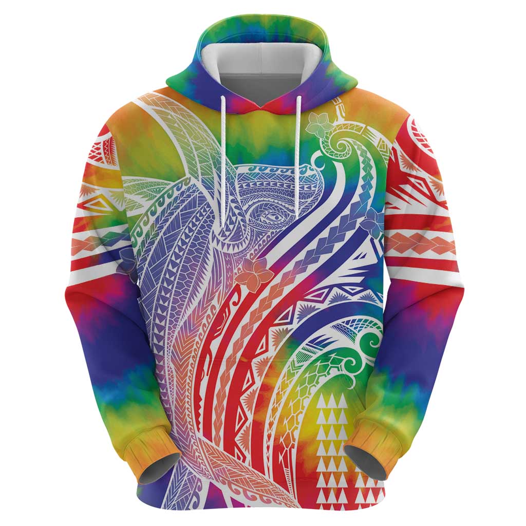 Aloha Pride Rainbow Tie Dye Zip Hoodie Humpback Whale - Love is Love LT7 - Polynesian Pride