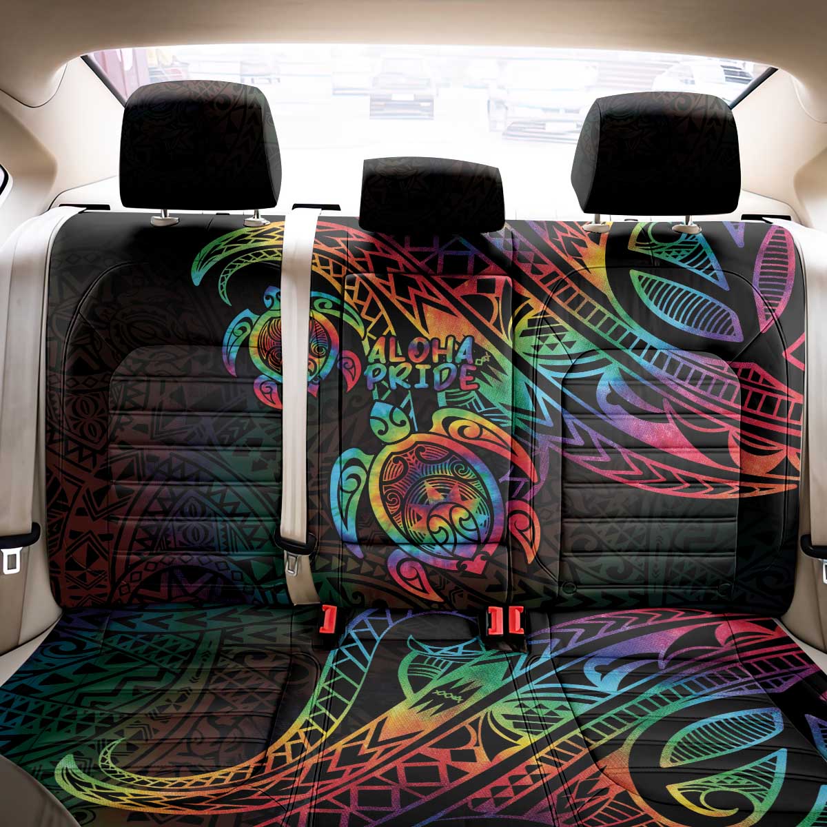 Hawaii Pride Back Car Seat Cover Rainbow Swirls