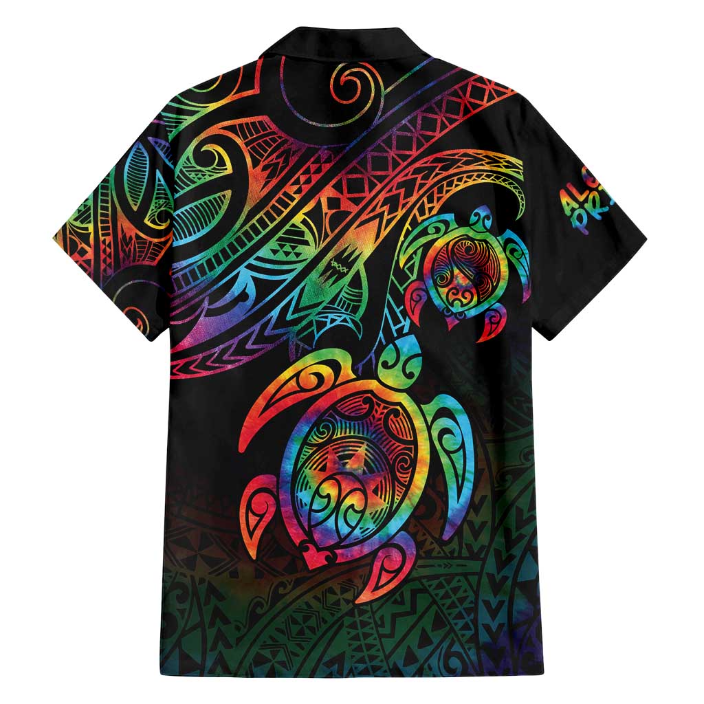 Hawaii Pride Family Matching Long Sleeve Bodycon Dress and Hawaiian Shirt Rainbow Swirls LT7 - Polynesian Pride