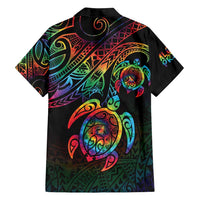 Hawaii Pride Family Matching Long Sleeve Bodycon Dress and Hawaiian Shirt Rainbow Swirls LT7 - Polynesian Pride