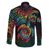 Hawaii Pride Family Matching Mermaid Dress and Hawaiian Shirt Rainbow Swirls LT7 - Polynesian Pride