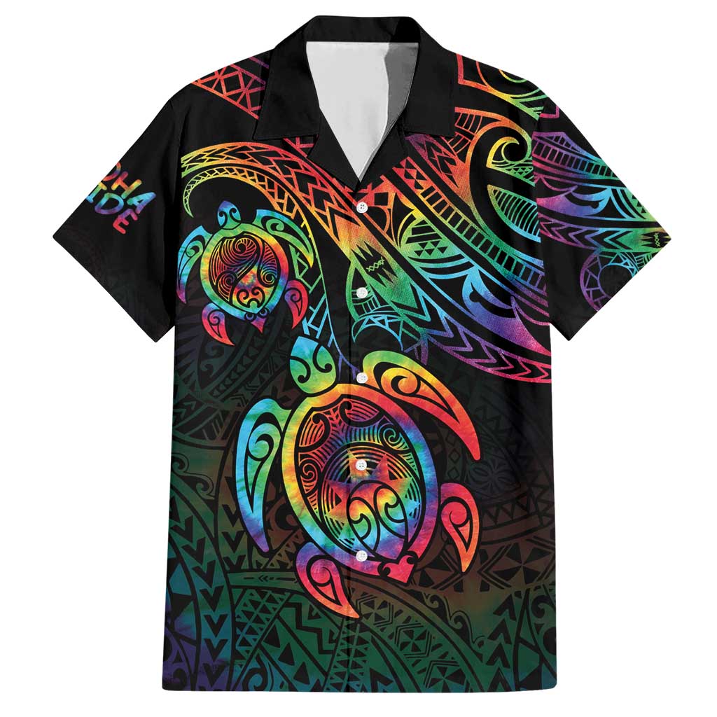Hawaii Pride Family Matching Short Sleeve Bodycon Dress and Hawaiian Shirt Rainbow Swirls LT7 Dad's Shirt - Short Sleeve Colorful - Polynesian Pride