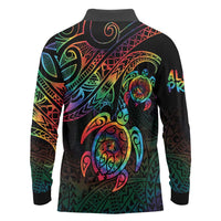 Hawaii Pride Long Sleeve Polo Shirt Rainbow Swirls LT7 - Polynesian Pride