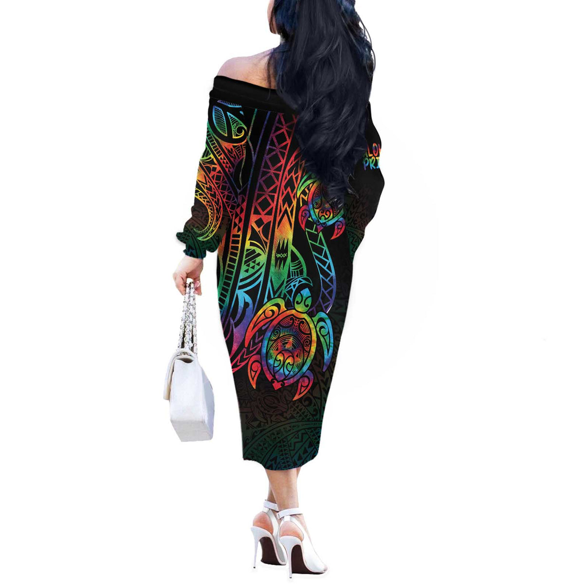 rainbow off the shoulder dress WOW Couture Bodycon Dress Rainbow Variegated Striped Off the Shoulder Back Zip