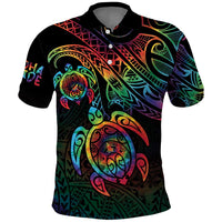 Hawaii Pride Polo Shirt Rainbow Swirls