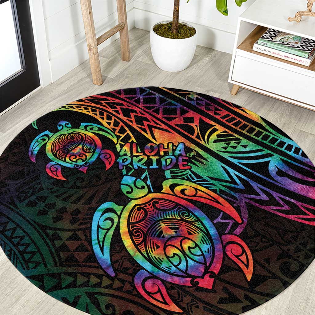 Hawaii Pride Round Carpet Rainbow Swirls LT7 Colorful - Polynesian Pride