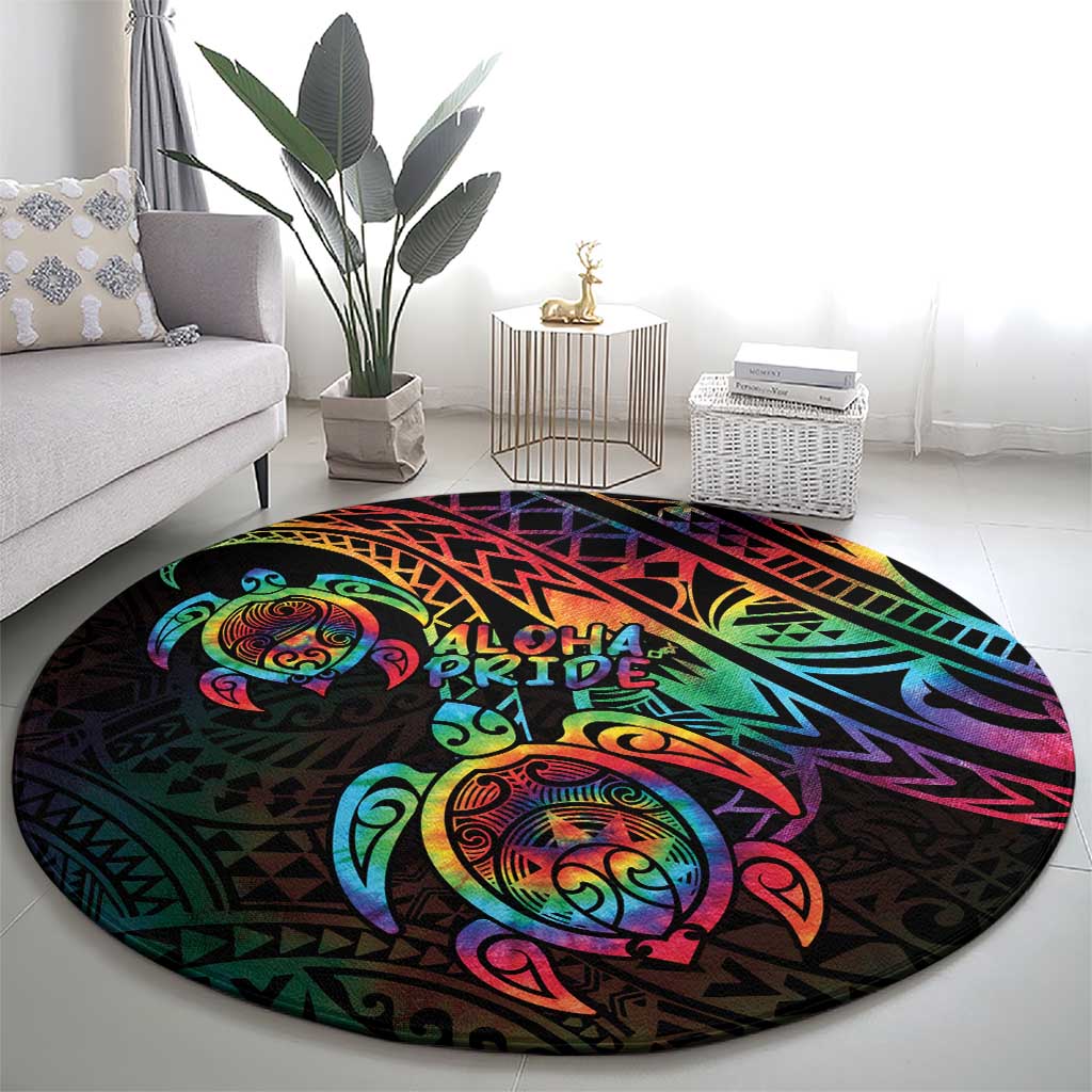 Hawaii Pride Round Carpet Rainbow Swirls
