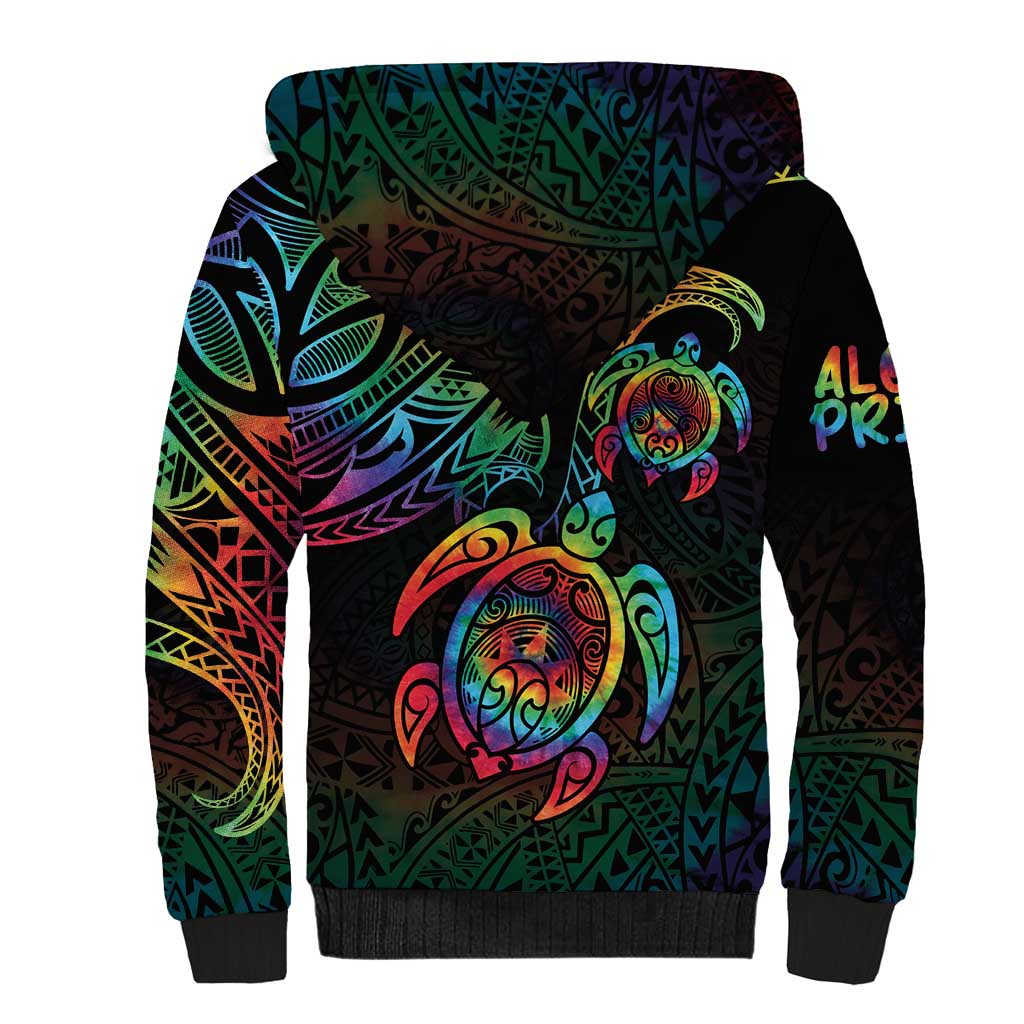 Hawaii Pride Sherpa Hoodie Rainbow Swirls