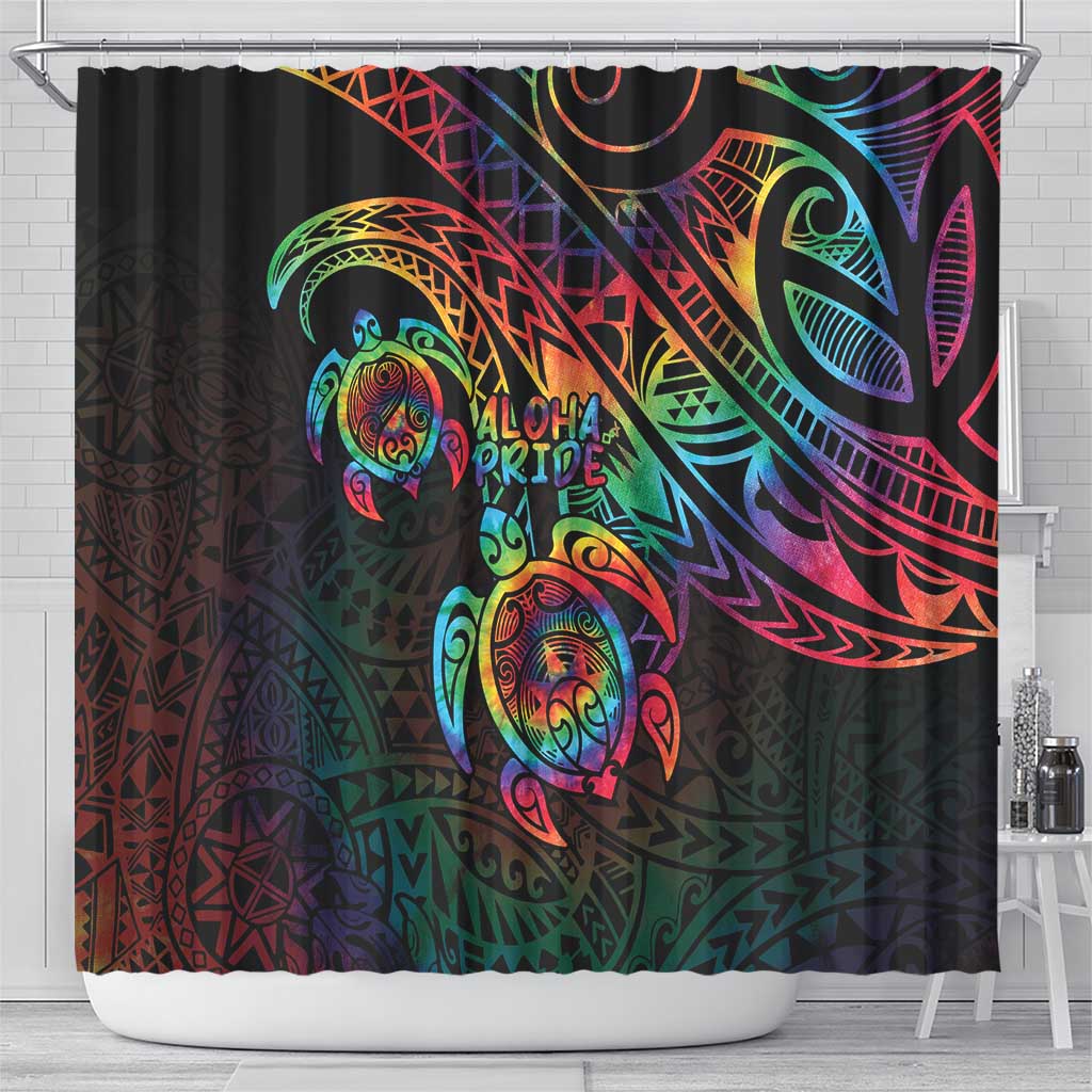 Hawaii Pride Shower Curtain Rainbow Swirls LT7 - Polynesian Pride