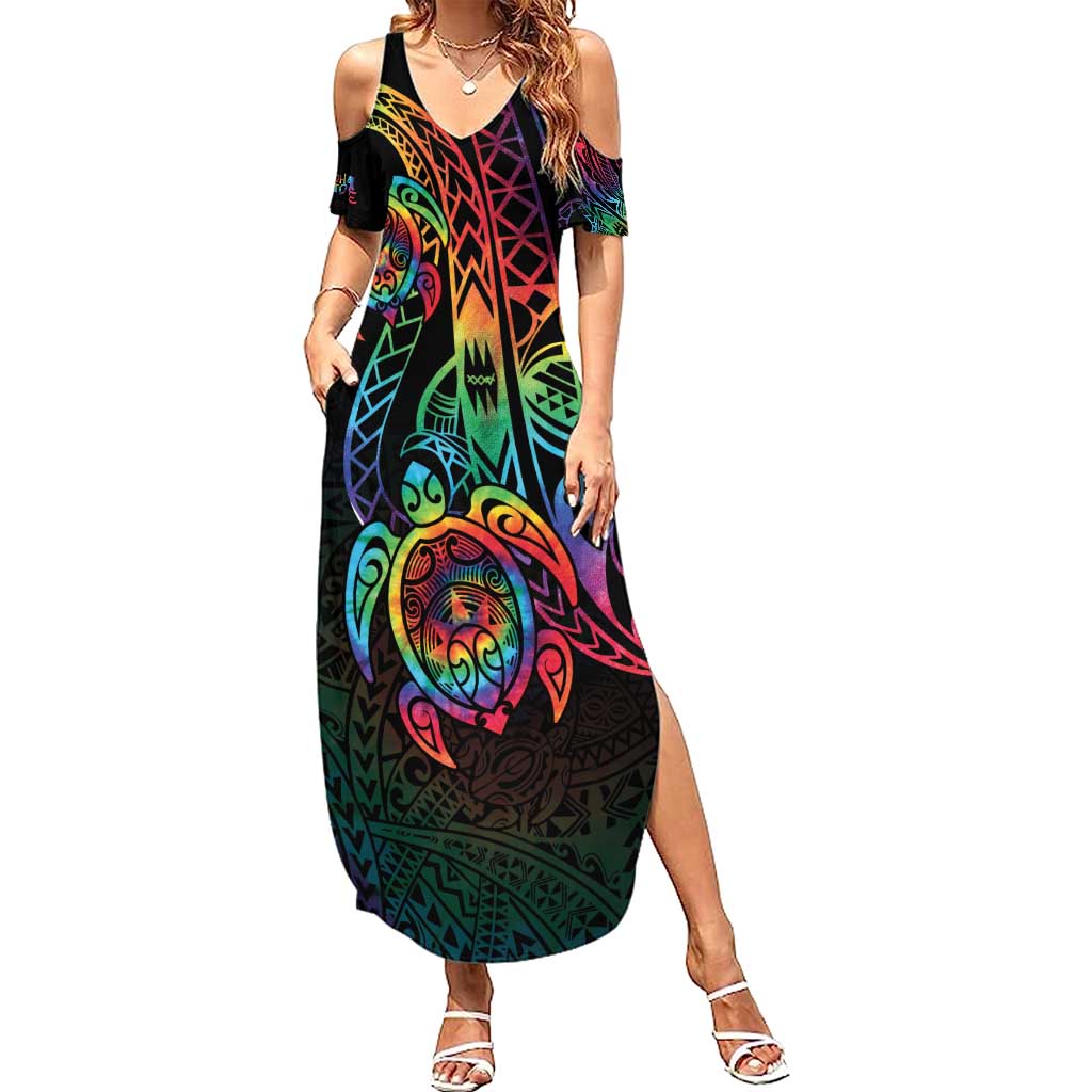 Hawaii Pride Summer Maxi Dress Rainbow Swirls