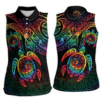 Hawaii Pride Women Sleeveless Polo Shirt Rainbow Swirls LT7 - Polynesian Pride