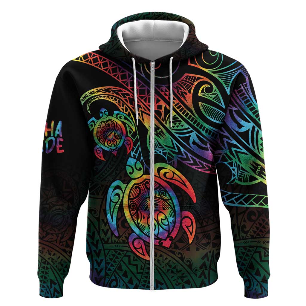 Hawaii Pride Zip Hoodie Rainbow Swirls LT7 Zip Hoodie Colorful - Polynesian Pride