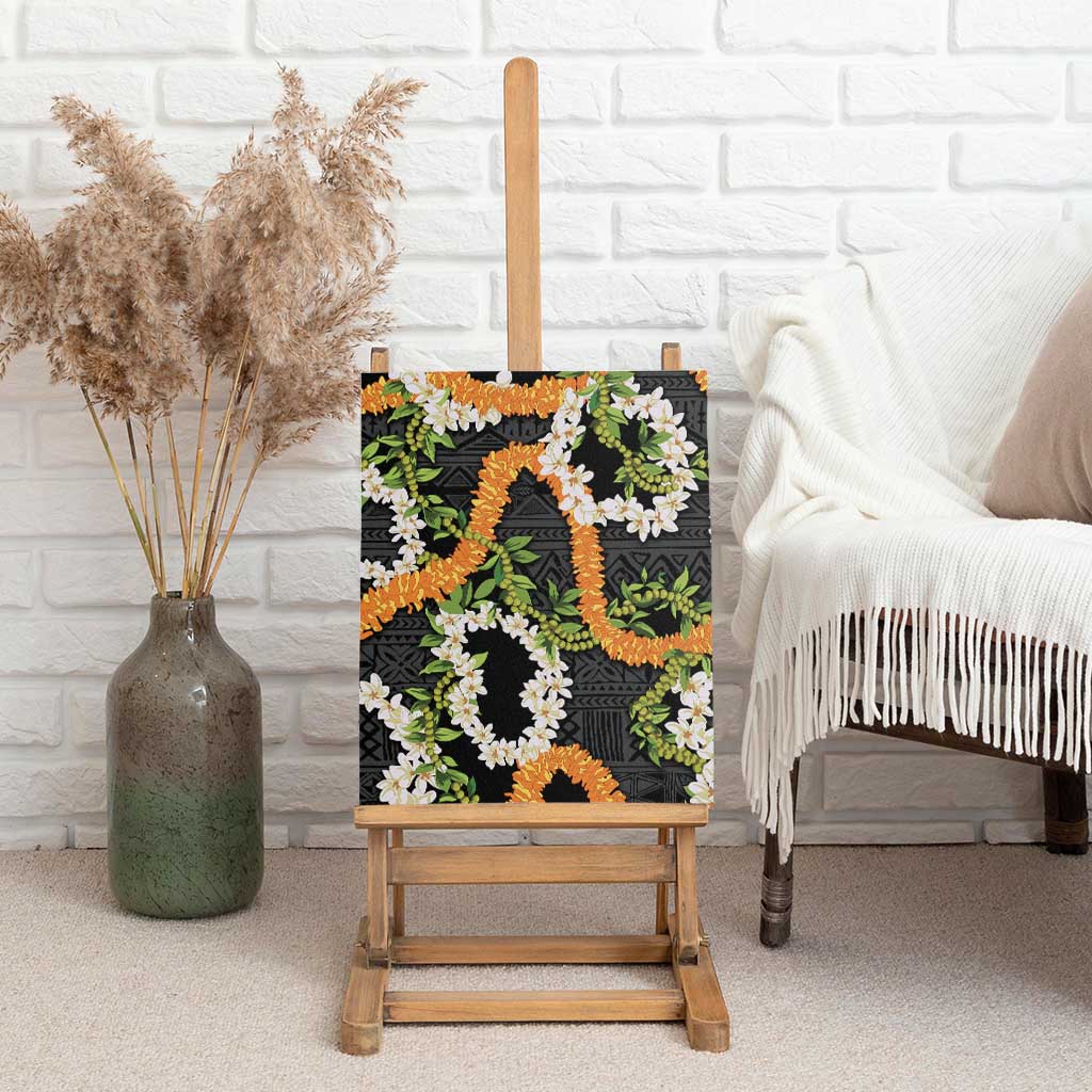 Aloha Festive Hawaii Canvas Wall Art Mokihana - Maile and Ilima on Black - Polynesian Pride