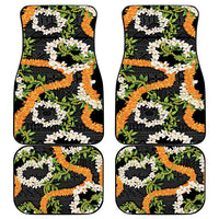 Aloha Festive Hawaii Car Mats Mokihana - Maile and Ilima on Black - Polynesian Pride