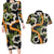Aloha Festive Hawaii Couples Matching Long Sleeve Bodycon Dress and Hawaiian Shirt Mokihana - Maile and Ilima on Black - Polynesian Pride