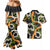 Aloha Festive Hawaii Couples Matching Mermaid Dress and Hawaiian Shirt Mokihana - Maile and Ilima on Black - Polynesian Pride
