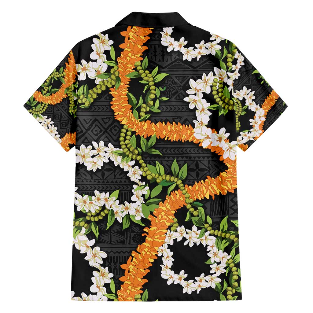 Aloha Festive Hawaii Family Matching Off Shoulder Maxi Dress and Hawaiian Shirt Mokihana - Maile and Ilima on Black LT7 - Polynesian Pride