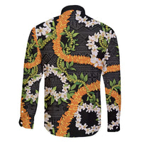 Aloha Festive Hawaii Family Matching Summer Maxi Dress and Hawaiian Shirt Mokihana - Maile and Ilima on Black - Polynesian Pride