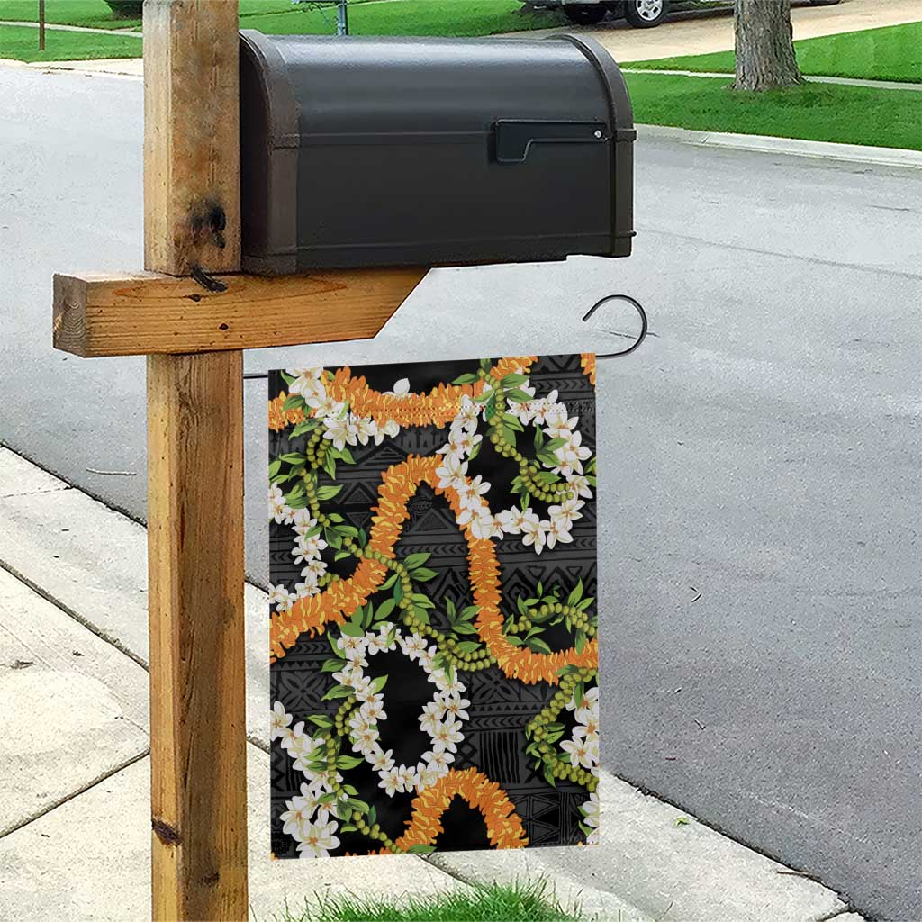 Aloha Festive Hawaii Garden Flag Mokihana - Maile and Ilima on Black - Polynesian Pride