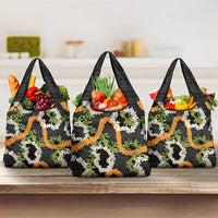 Aloha Festive Hawaii Grocery Bag Mokihana - Maile and Ilima on Black - Polynesian Pride