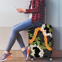 Aloha Festive Hawaii Luggage Cover Mokihana - Maile and Ilima on Black - Polynesian Pride