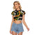 Aloha Festive Hawaii Raglan Cropped T Shirt Mokihana - Maile and Ilima on Black - Polynesian Pride