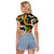 Aloha Festive Hawaii Raglan Cropped T Shirt Mokihana - Maile and Ilima on Black - Polynesian Pride