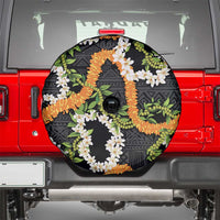 Aloha Festive Hawaii Spare Tire Cover Mokihana - Maile and Ilima on Black - Polynesian Pride